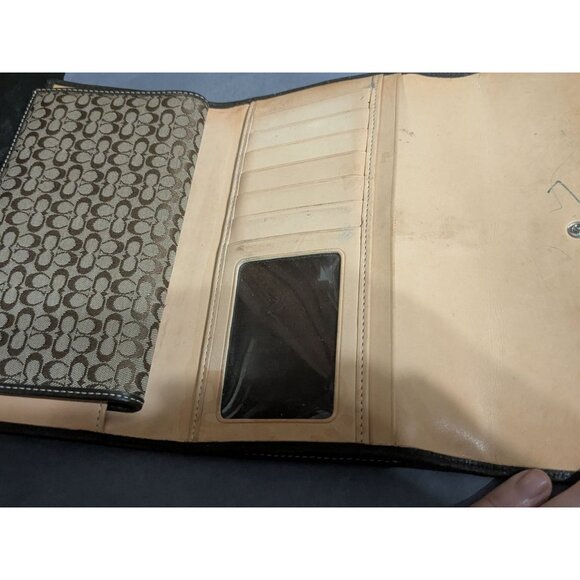 Signature Coach Jacquard Monogram Matching Wallet & Check Book w/flaws - Picture 3 of 5